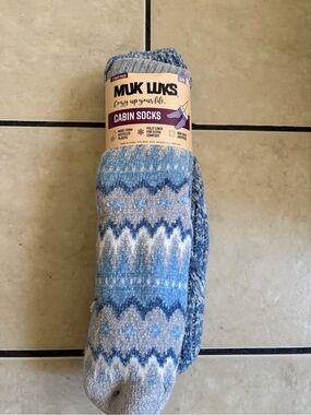 Muk Luks Blue Patterned Cabin Socks